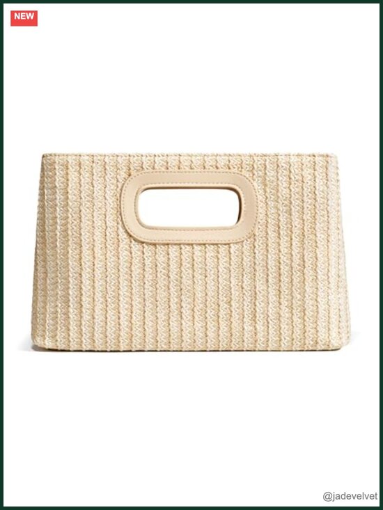 Handbags - Straw Clutch Purse with Top Handle Summer Woven Bag